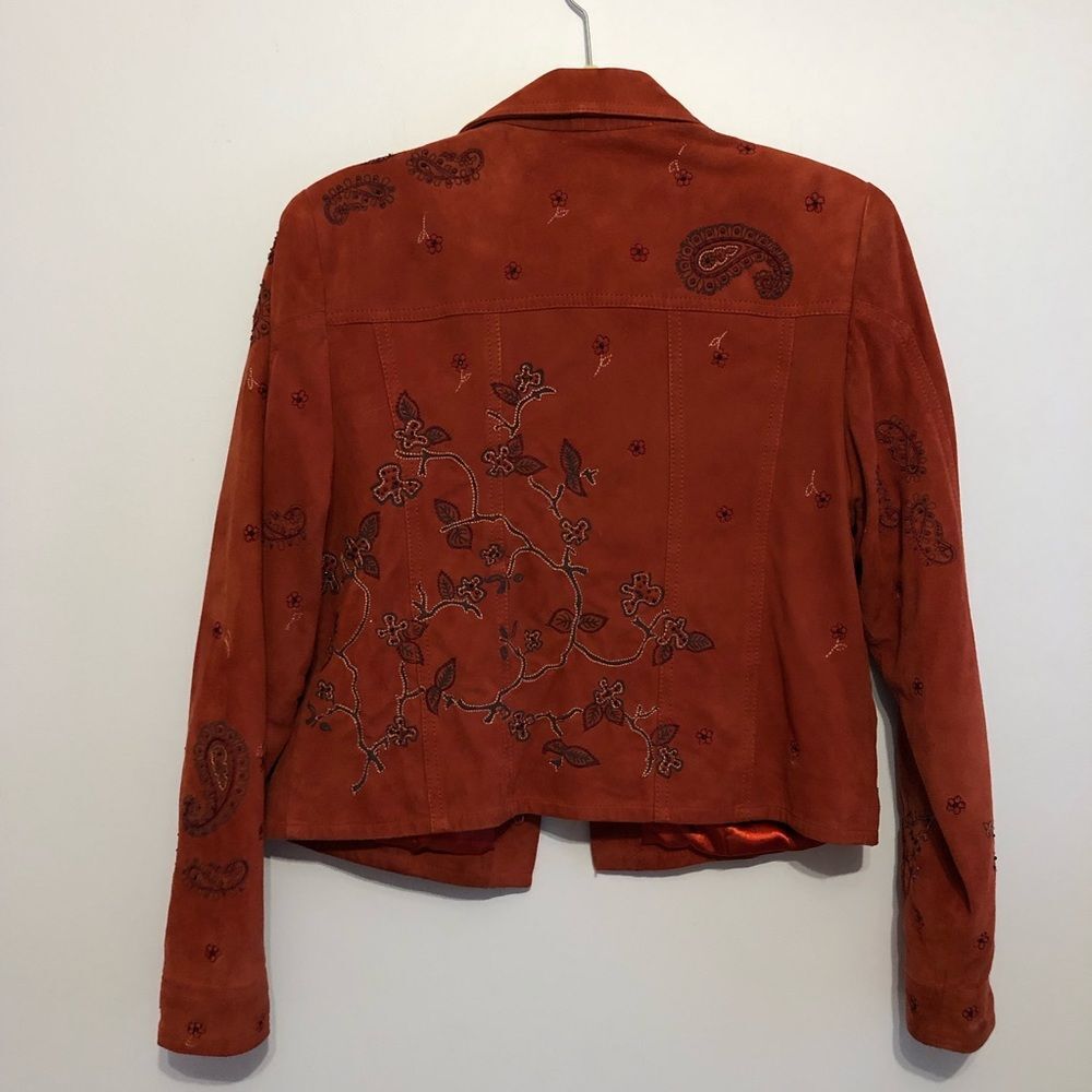 Double D Ranch Rust Orange Suede Paisley Embroidered Western Jacket S Cowgirl - Picture 3 of 16
